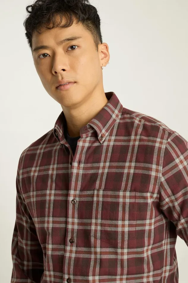 Men Everyday Lightweight Flannel Shirt Cappuccino Plaid Bonobos Casual Shirts