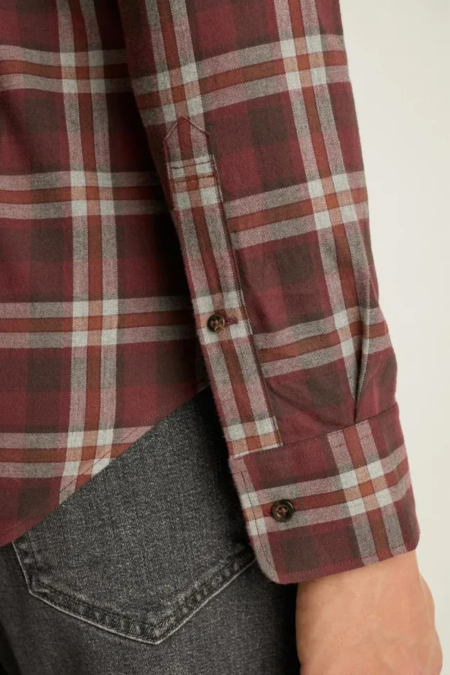 Men Everyday Lightweight Flannel Shirt Cappuccino Plaid Bonobos Casual Shirts