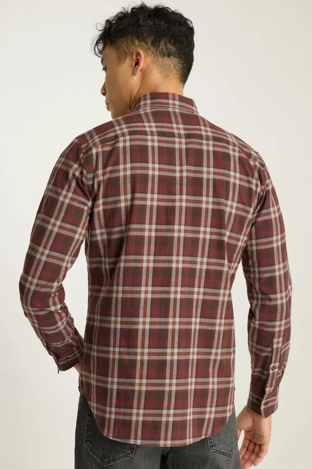 Men Everyday Lightweight Flannel Shirt Cappuccino Plaid Bonobos Casual Shirts