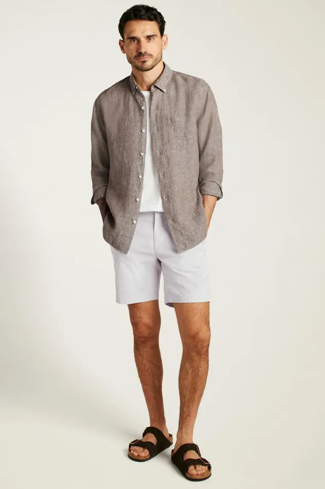 Men Everyday Linen Shirt Driftwood Bonobos Casual Shirts