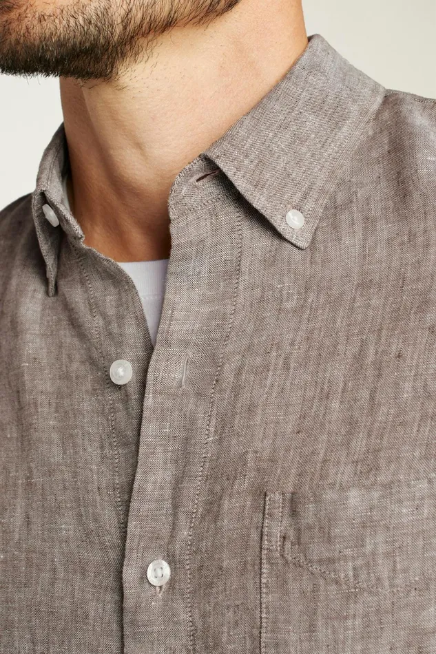 Men Everyday Linen Shirt Driftwood Bonobos Casual Shirts