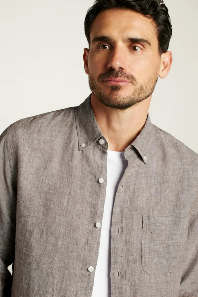 Men Everyday Linen Shirt Driftwood Bonobos Casual Shirts
