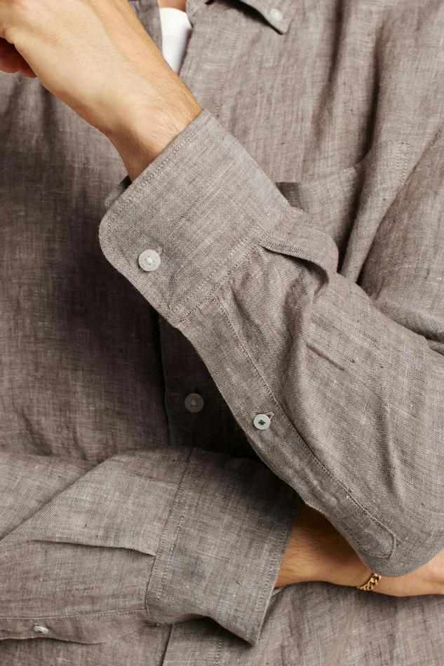Men Everyday Linen Shirt Driftwood Bonobos Casual Shirts