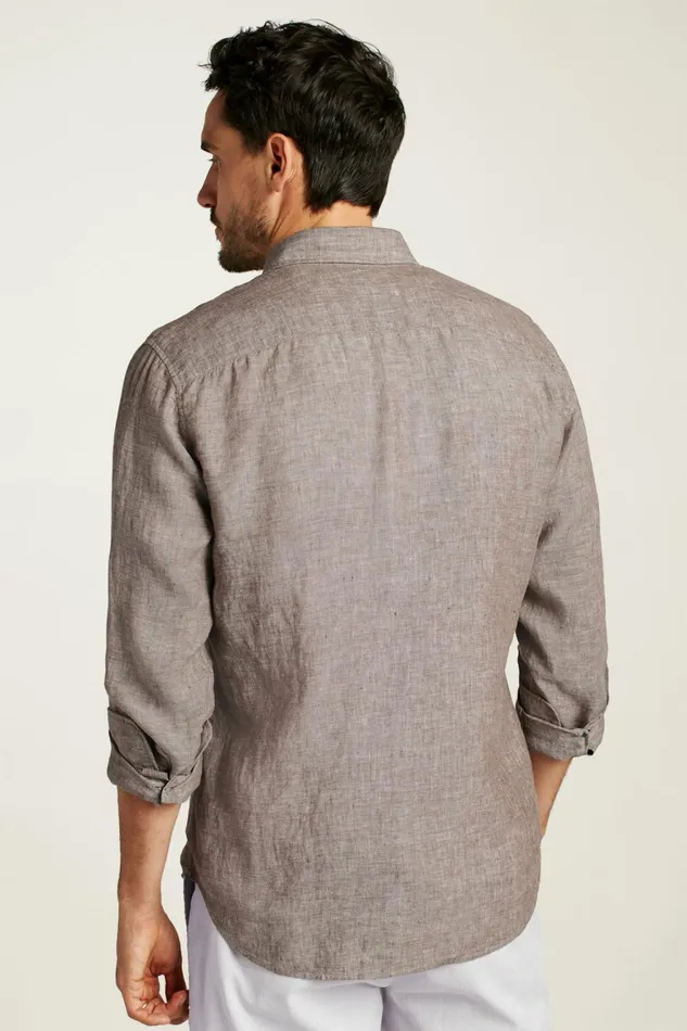 Men Everyday Linen Shirt Driftwood Bonobos Casual Shirts