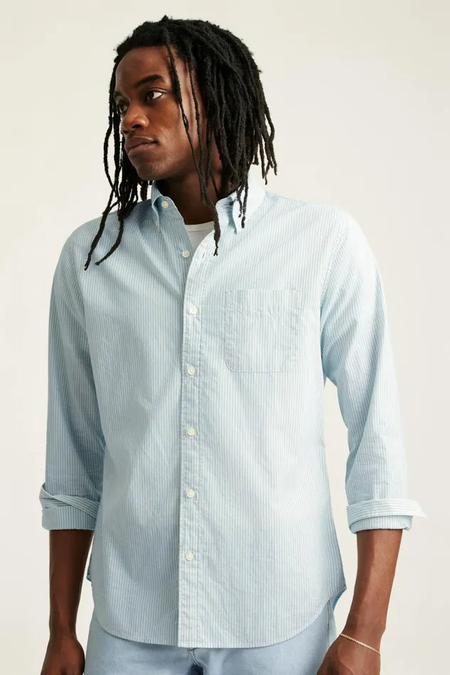 Men Everyday Shirt Blue Green Stripe Bonobos Casual Shirts