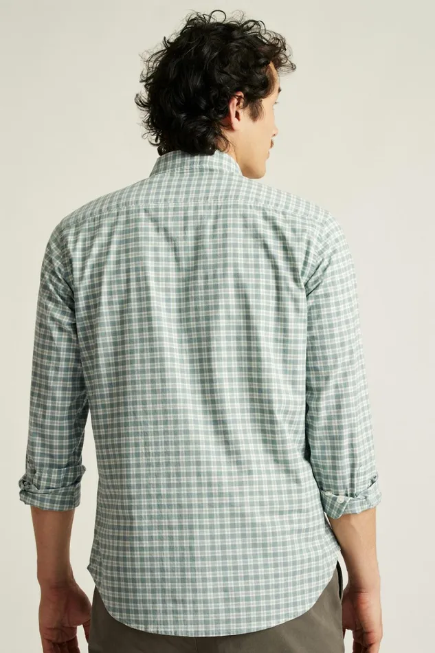 Men Everyday Shirt Heather Green Plaid Bonobos Casual Shirts