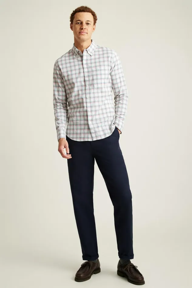 Men Everyday Shirt Heather Oatmeal Plaid Bonobos Casual Shirts