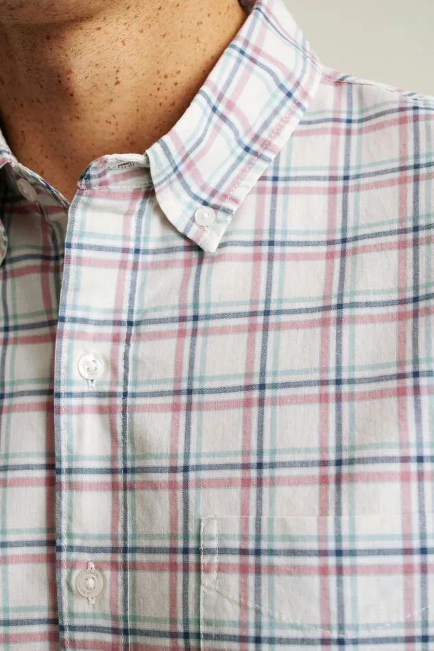 Men Everyday Shirt Heather Oatmeal Plaid Bonobos Casual Shirts