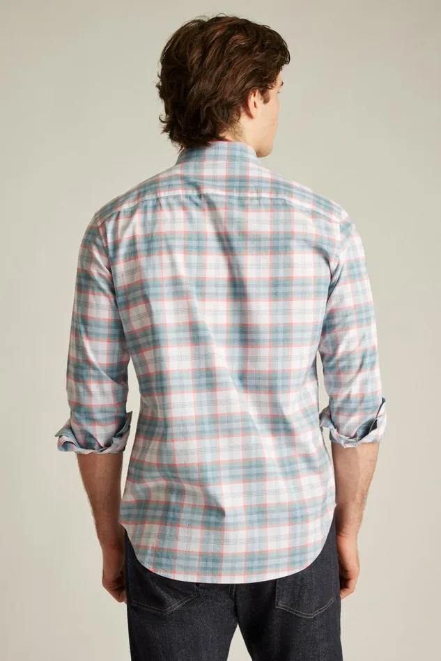 Men Everyday Shirt Mineral Blue Plaid Bonobos Casual Shirts