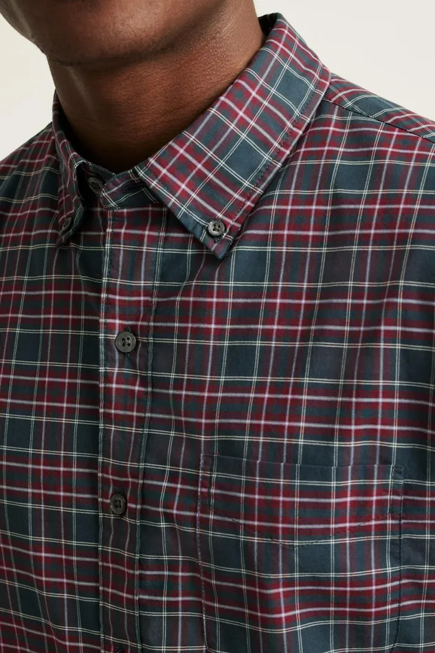 Men Everyday Shirt Navy Burgundy Plaid Bonobos Casual Shirts