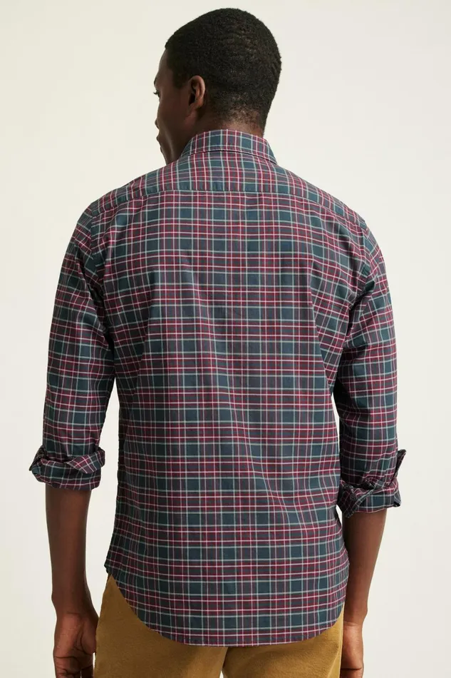 Men Everyday Shirt Navy Burgundy Plaid Bonobos Casual Shirts