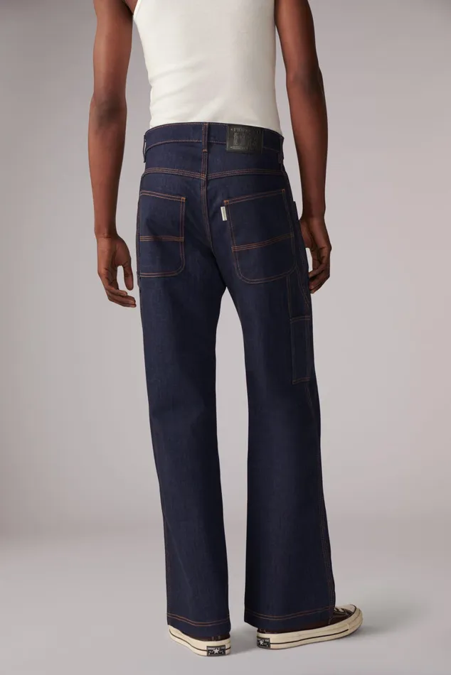 Men Fiorucci Bottoms Carpenter Jeans Blue Indigo Men Fiorucci Bottoms Carpenter Jeans Blue Indigo