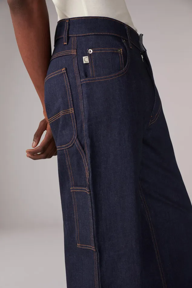 Men Fiorucci Bottoms Carpenter Jeans Blue Indigo Men Fiorucci Bottoms Carpenter Jeans Blue Indigo