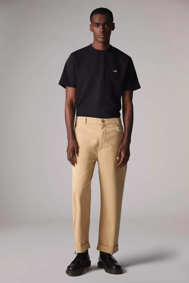 Men Fiorucci Bottoms Logo Patch Trousers Tan