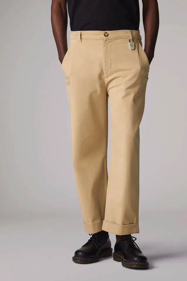 Men Fiorucci Bottoms Logo Patch Trousers Tan Men Fiorucci Bottoms Logo Patch Trousers Tan