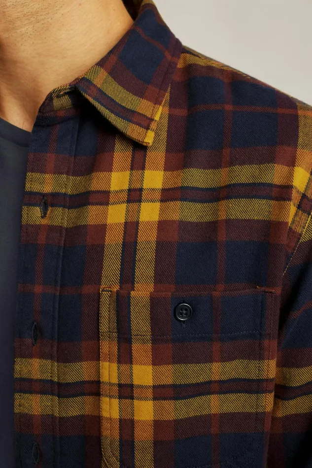 Men Fireside Flannel Shirt Harvest Plaid Bonobos Overshirts