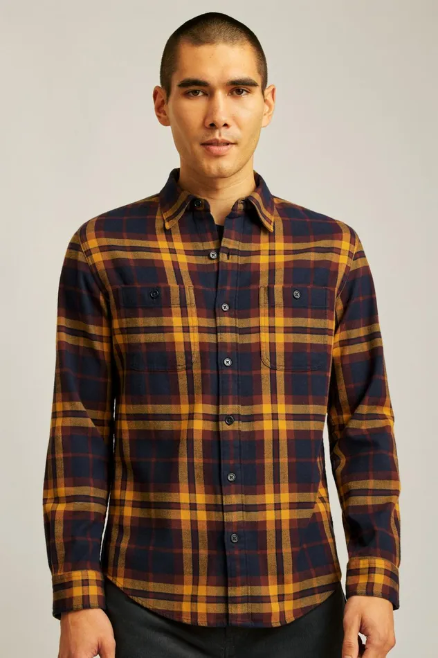 Men Fireside Flannel Shirt Harvest Plaid Bonobos Overshirts