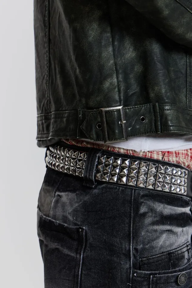 Men Grey Biker Jacket With Buckle Detail Jaded London Outerwear