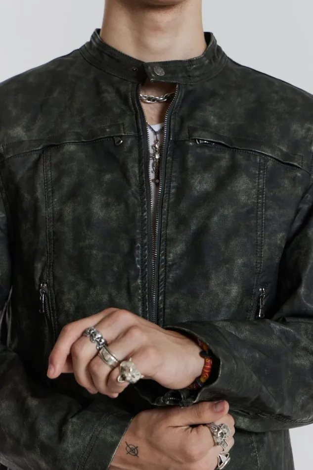 Men Grey Biker Jacket With Buckle Detail Jaded London Outerwear