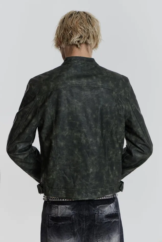 Men Grey Biker Jacket With Buckle Detail Jaded London Outerwear