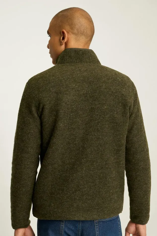 Men Italian Wool Fleece Half Zip Heather Olive Green Bonobos Half and FullZips