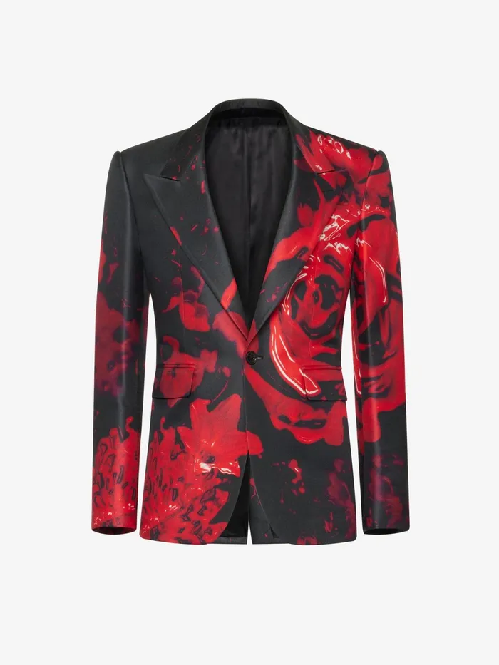 Men Jackets Alexander McQueen Wax Flower SingleBreasted Jacket Blackred
