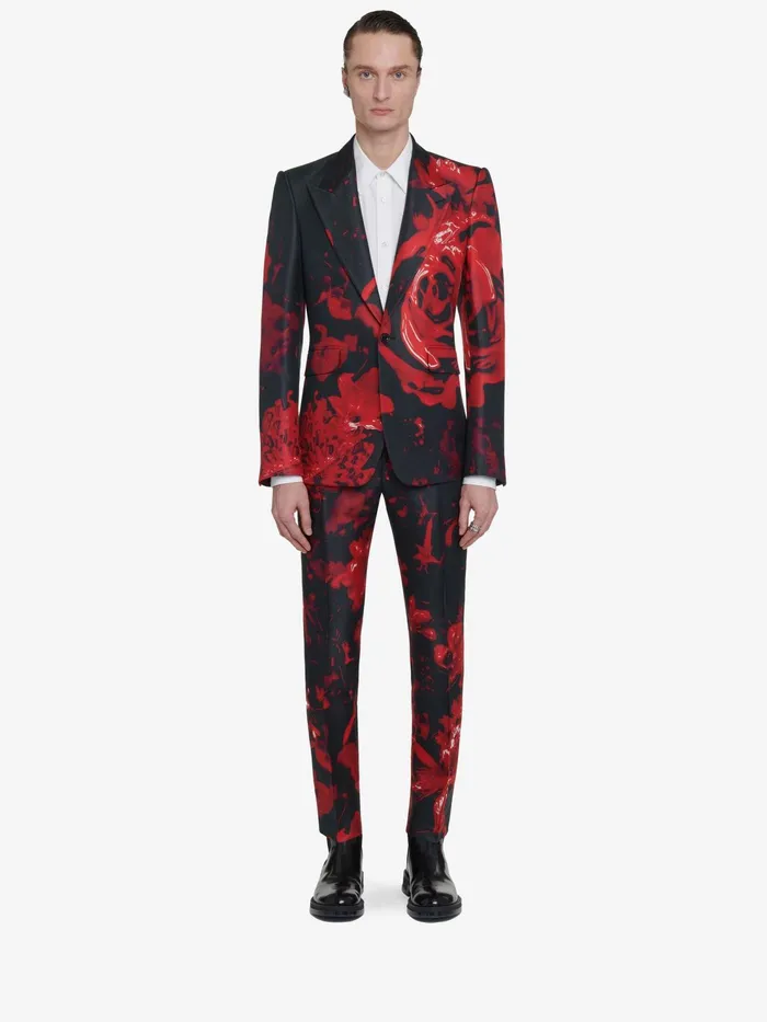 Men Jackets Alexander McQueen Wax Flower SingleBreasted Jacket Blackred