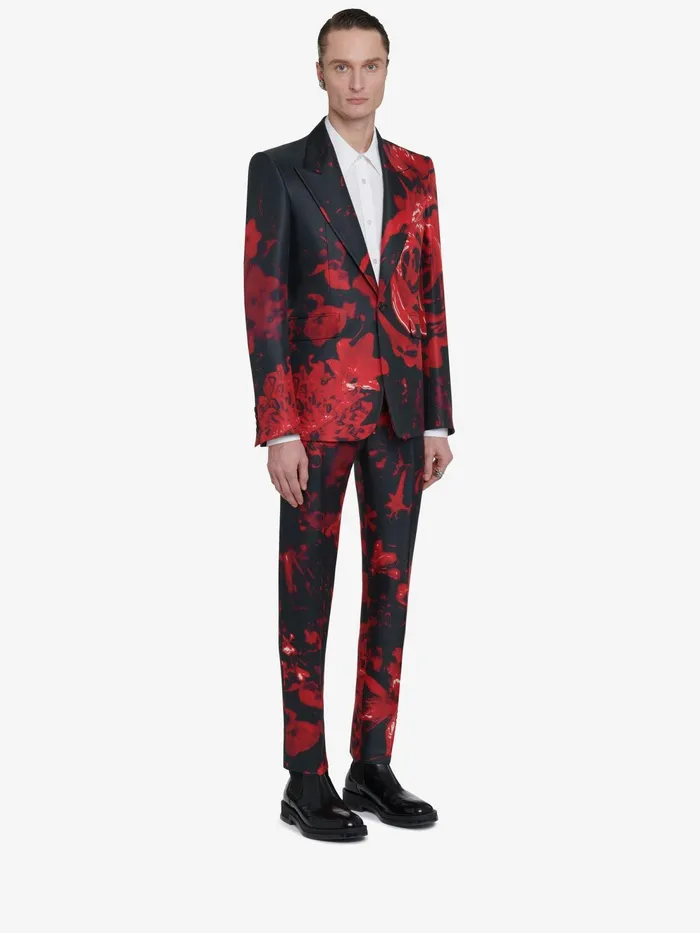 Men Jackets Alexander McQueen Wax Flower SingleBreasted Jacket Blackred