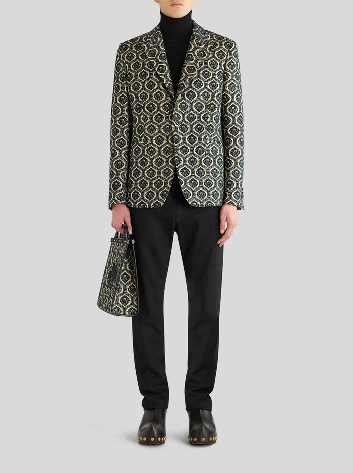 Men Jacquard Jeans With Logo And Pegaso Etro Trousers
