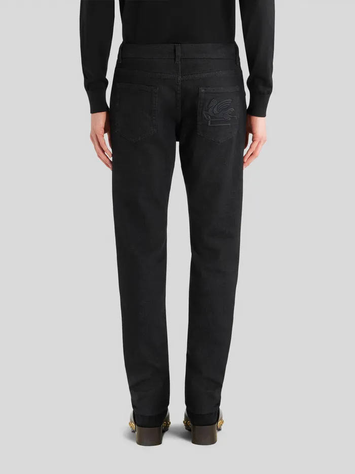 Men Jacquard Jeans With Logo And Pegaso Etro Trousers