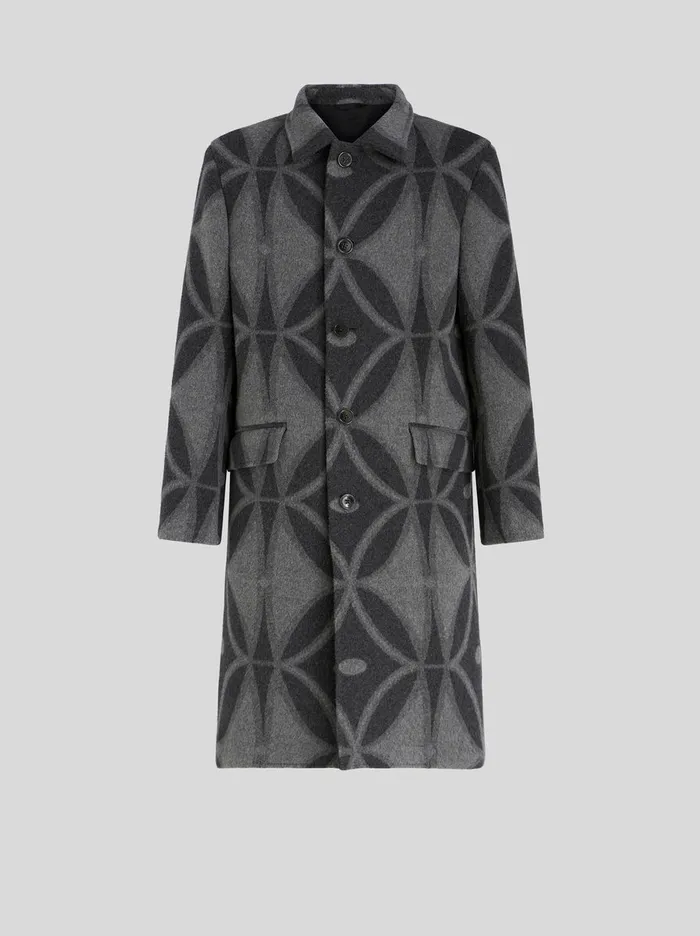Men Jacquard Wool Coat Etro Coats And Outerwear