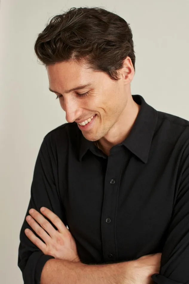 Men Jersey Everyday Shirt Black Bonobos Casual Shirts