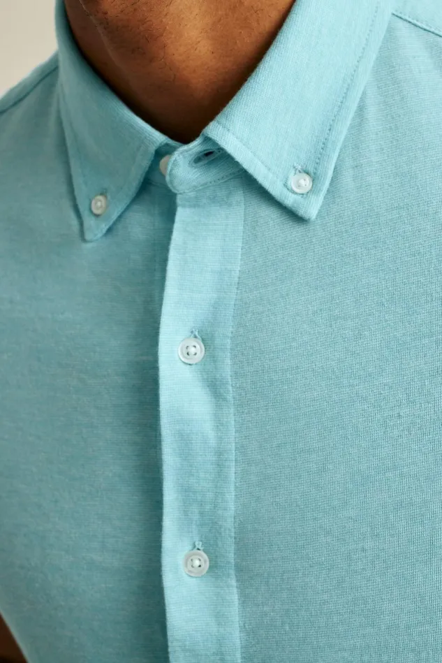 Men Jersey Riviera Shirt Blue Mist Feeder Stripe Bonobos Short Sleeve Shirts