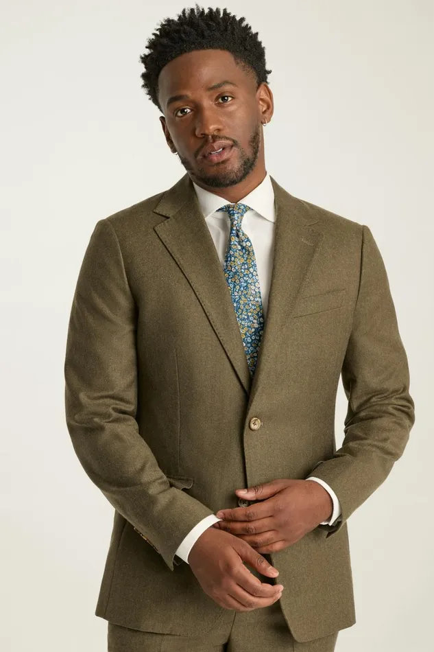 Men Jetsetter Italian Flannel Blazer Light Olive Green Bonobos Blazers and Sport Coats