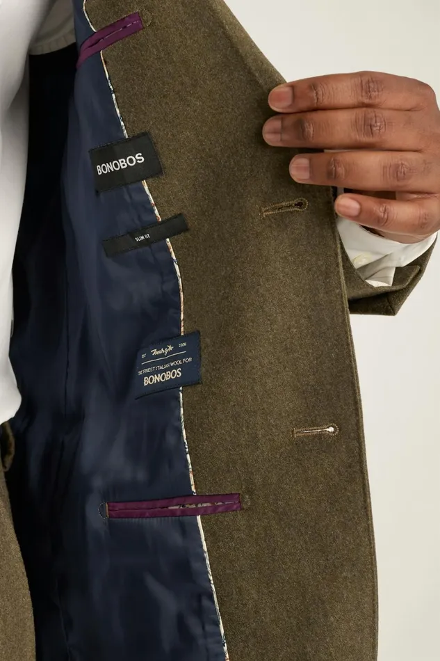 Men Jetsetter Italian Flannel Blazer Light Olive Green Bonobos Blazers and Sport Coats