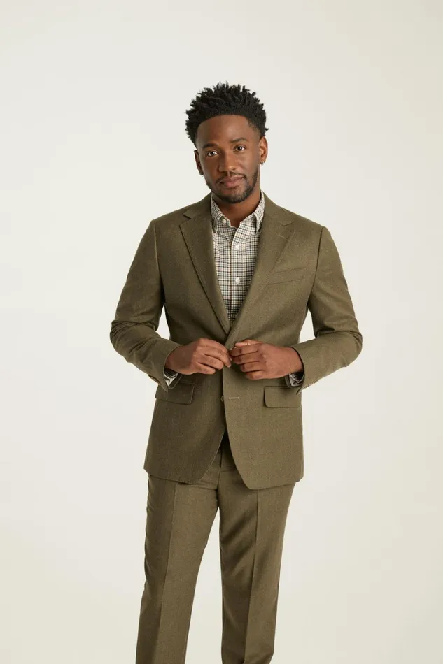 Men Jetsetter Italian Flannel Blazer Light Olive Green Bonobos Blazers and Sport Coats