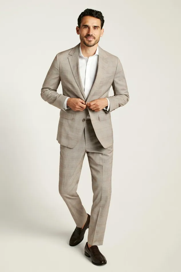 Men Jetsetter Italian Wool Blazer Tan Plaid Bonobos Blazers and Sport Coats