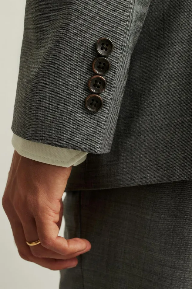 Men Jetsetter Italian Wool Double Breasted Blazer Grey Sharkskin Bonobos Blazers and Sport Coats