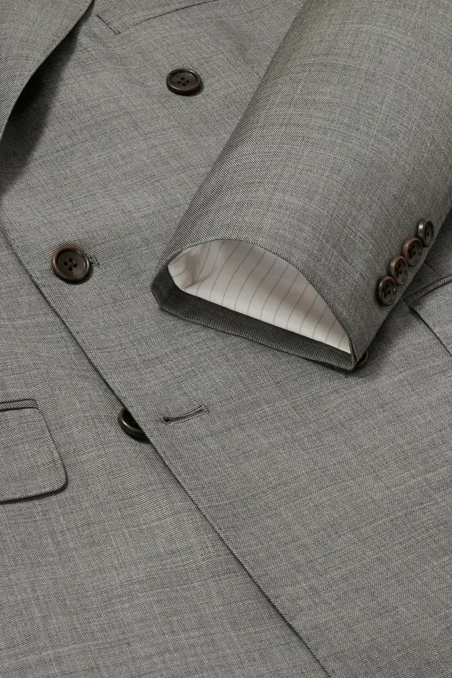 Men Jetsetter Italian Wool Double Breasted Blazer Grey Sharkskin Bonobos Blazers and Sport Coats