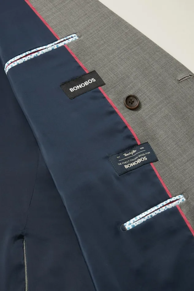 Men Jetsetter Italian Wool Double Breasted Blazer Grey Sharkskin Bonobos Blazers and Sport Coats