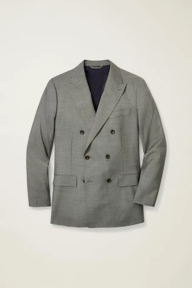 Men Jetsetter Italian Wool Double Breasted Blazer Grey Sharkskin Bonobos Blazers and Sport Coats
