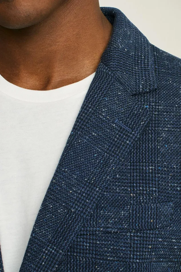 Men Jetsetter Knit Blazer Navy Donegal Glen Plaid Bonobos Blazers and Sport Coats
