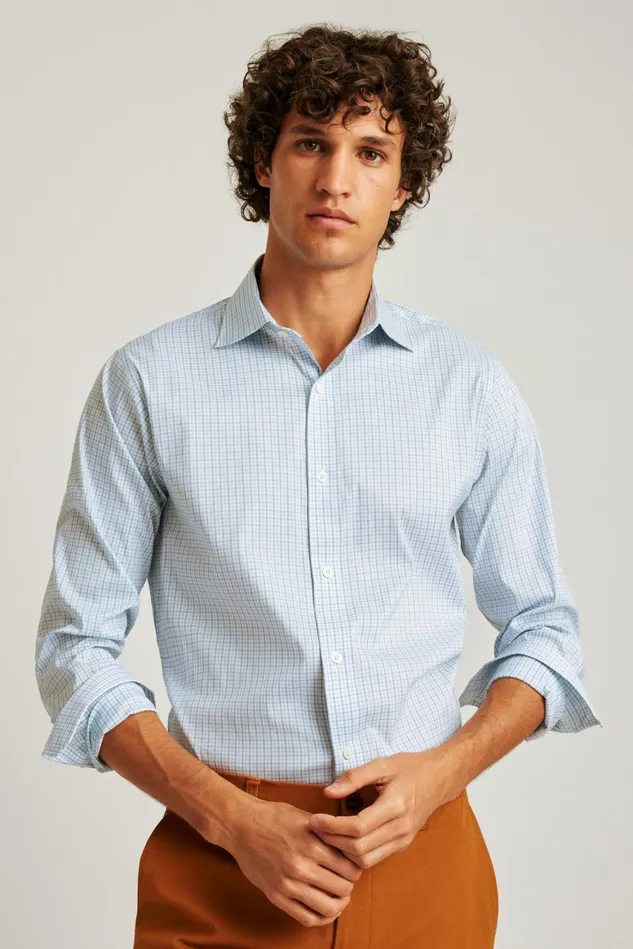 Men Jetsetter Stretch Dress Shirt Blue Alden Plaid Bonobos Business Casual Shirts