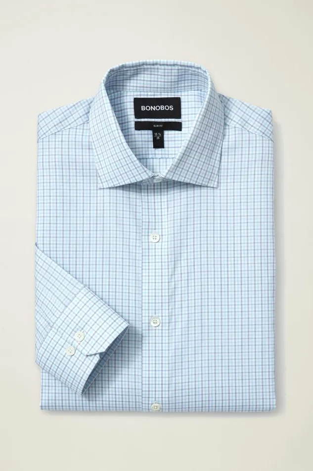 Men Jetsetter Stretch Dress Shirt Blue Alden Plaid Bonobos Business Casual Shirts