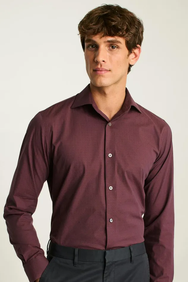 Men Jetsetter Stretch Dress Shirt Mahogany Dobby Bonobos Business Casual Shirts