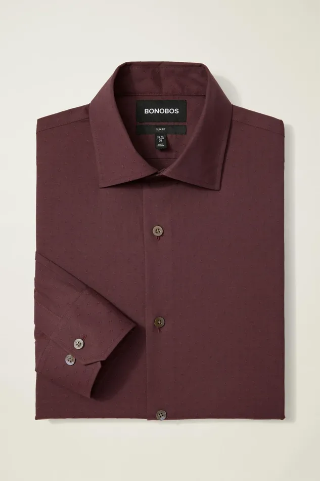 Men Jetsetter Stretch Dress Shirt Mahogany Dobby Bonobos Business Casual Shirts