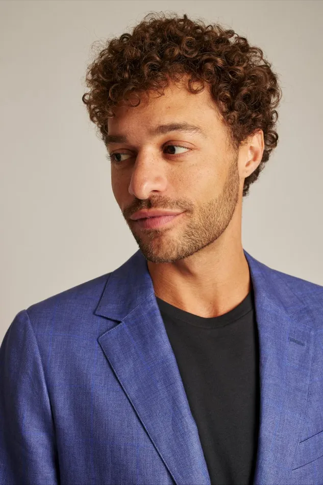 Men Jetsetter Unconstructed Blazer True Blues Windowpane Bonobos Blazers and Sport Coats