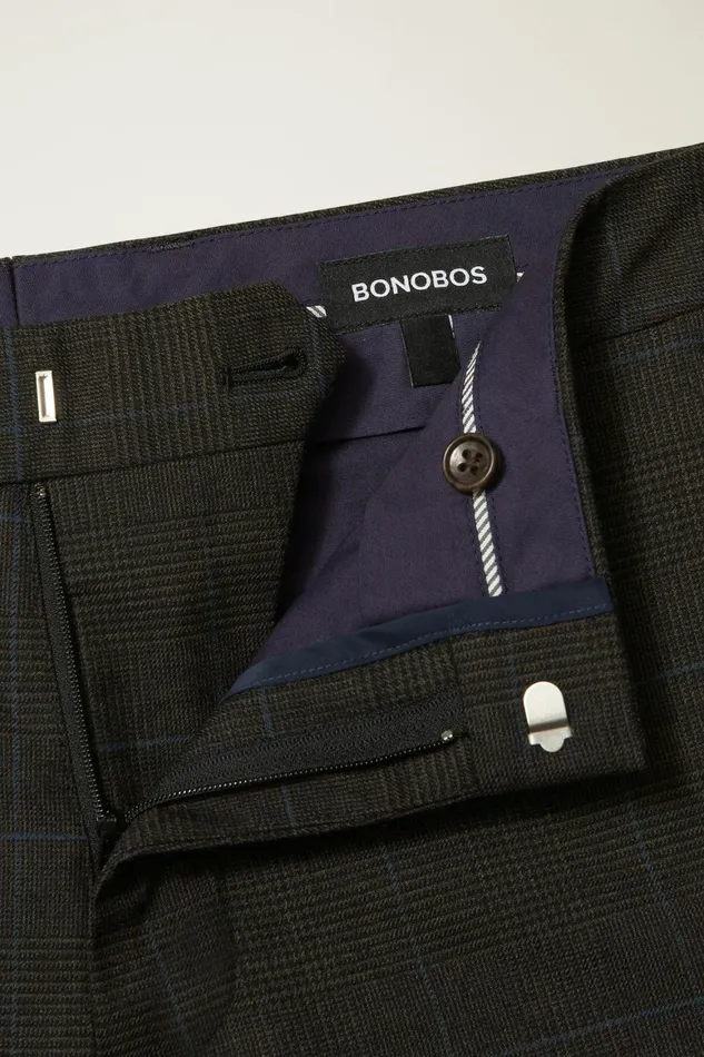Men Jetsetter Wool Dress Pant Brown Light Blue Deco Plaid Bonobos Dress Pants
