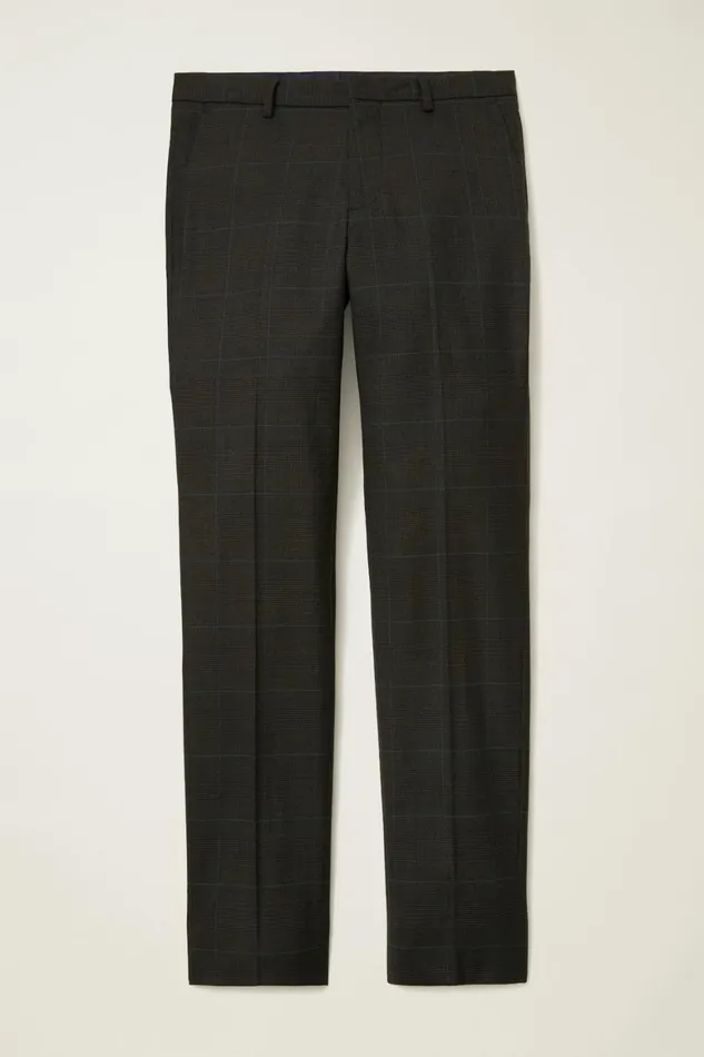 Men Jetsetter Wool Dress Pant Brown Light Blue Deco Plaid Bonobos Dress Pants