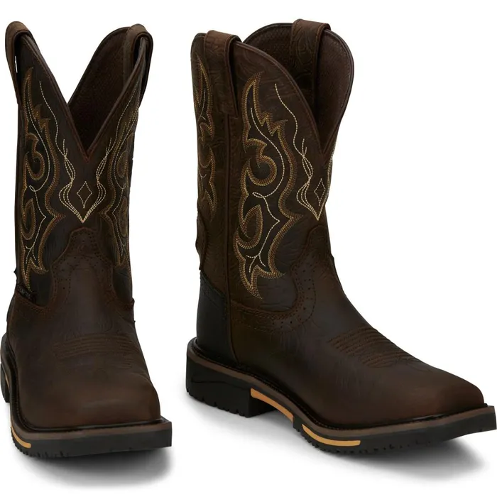 MEN Joist 11034 Waterproof Comp Toe Chocolate Justin Boots Work